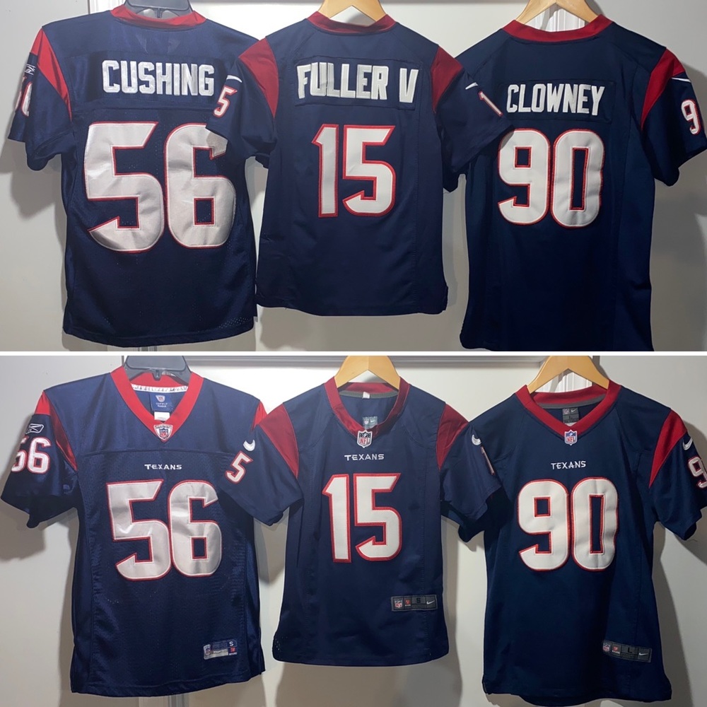 3 Houston Texans NFL Youth Football Jerseys - Cushing Clowney Fuller 🏈 🔵 🔴